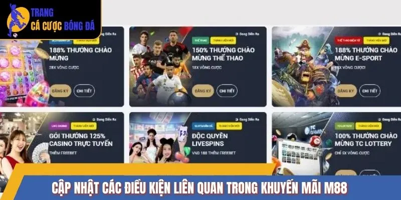 Cập nhật các điều kiện liên quan trong khuyến mãi M88