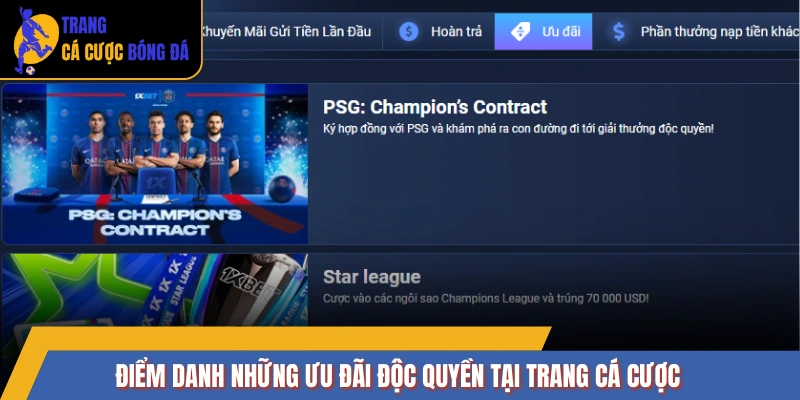 Điểm danh những ưu đãi độc quyền tại trang cá cược